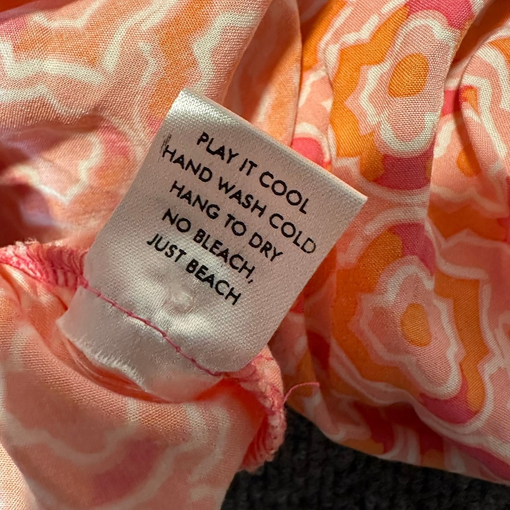 Walker & Wade Orange Pink Geometric Tunic Dress Roll Tab Sleeve Womens Large - Picture 10 of 10